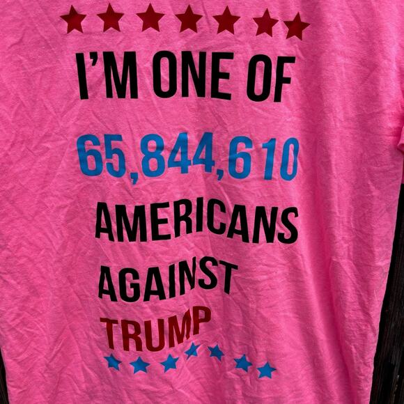 Anti-Trump I'm One of 65,844,610 Americans Against Trump pink shirt Size Medium - Picture 3 of 3
